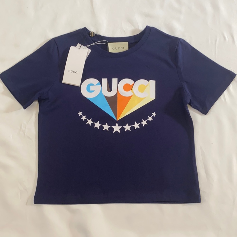 Brand new Navy Gucci Cropped Tee.